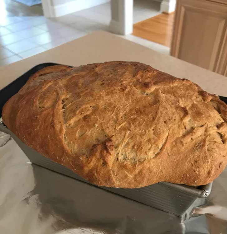 No-Knead yeast bread with wheat germ.