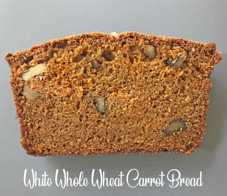 White Whole Wheat Flour Carrot Bread made with baby carrots.