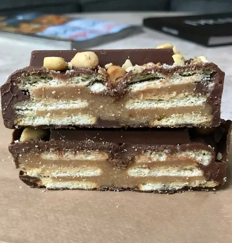 Mock Kit Kat Bars with Ritz Crackers made in a loaf pan.