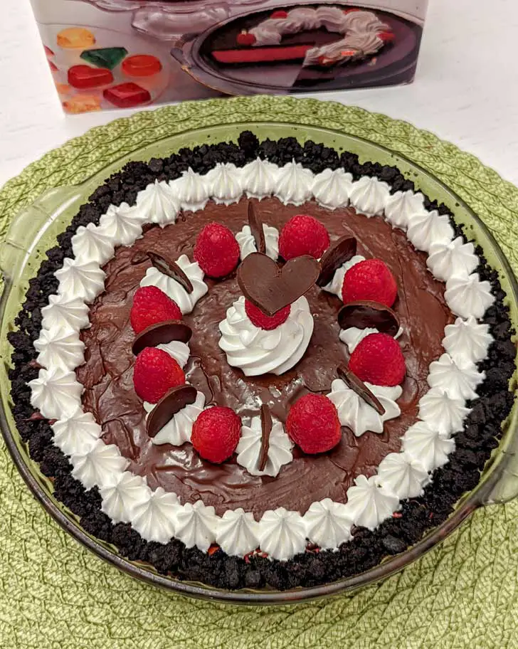 Elegant Raspberry Chocolate Pie made with Jell-O