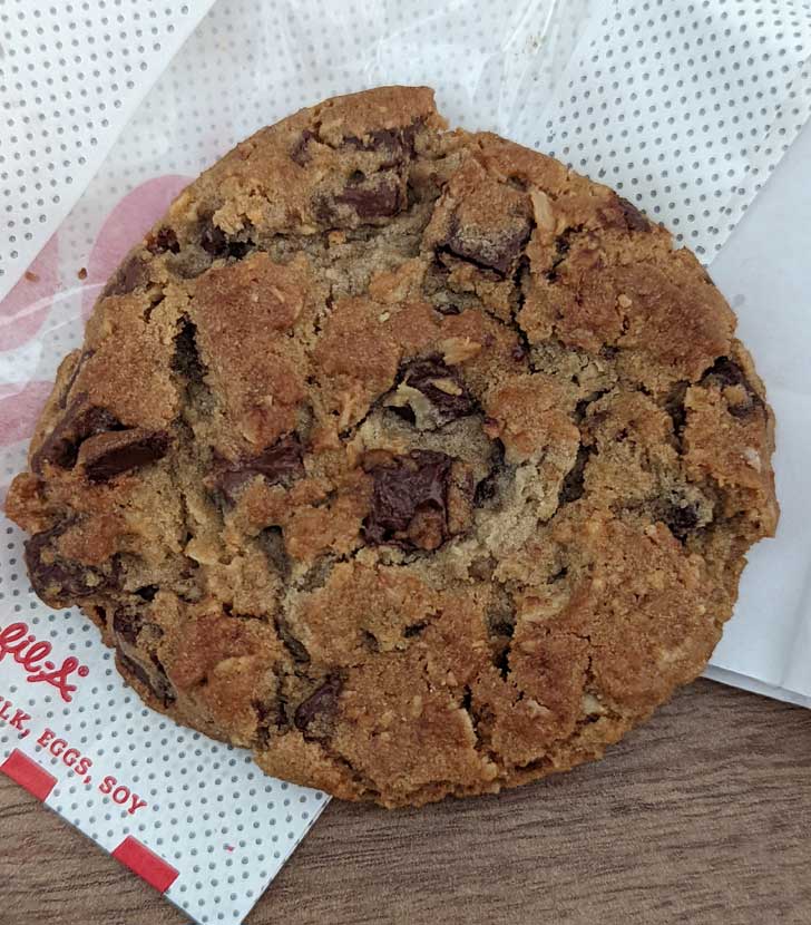 A chocolate chunk cookie from Chik-fil-A