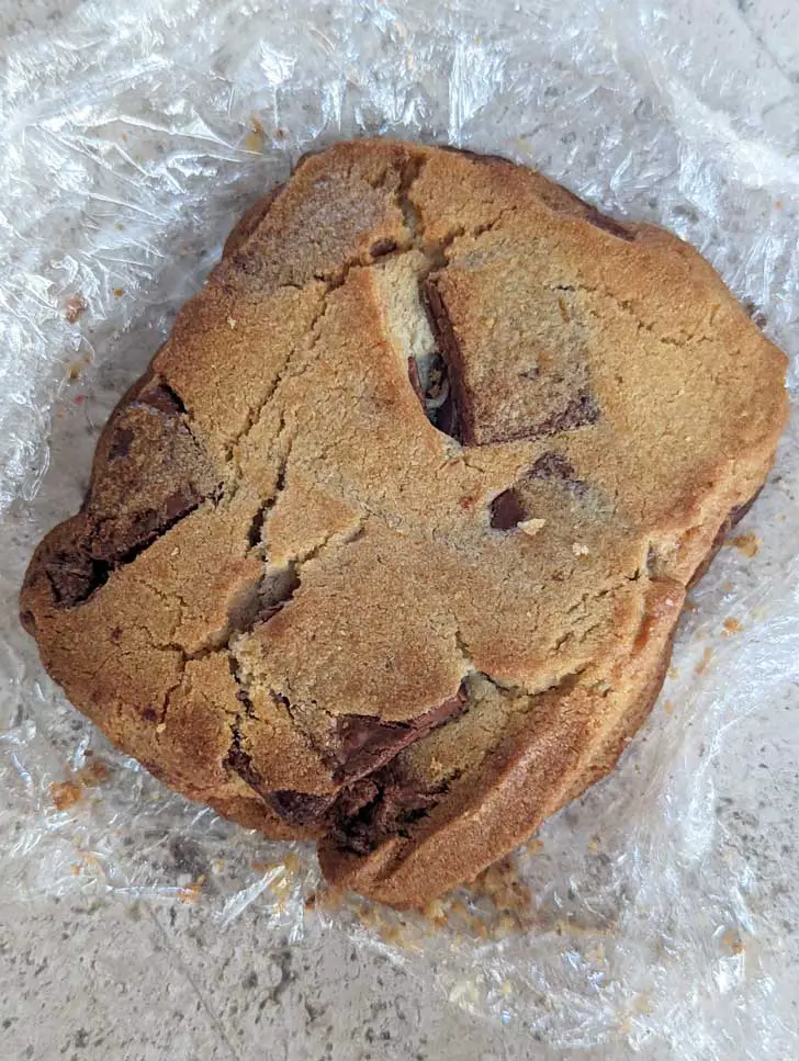 Big square shaped or rectangular shaped cookie from sub shop.