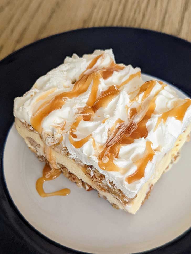 Southern Comfort Ice Cream Dessert made with Scotch, Caramel Sauce and Blue Bell Ice Cream.