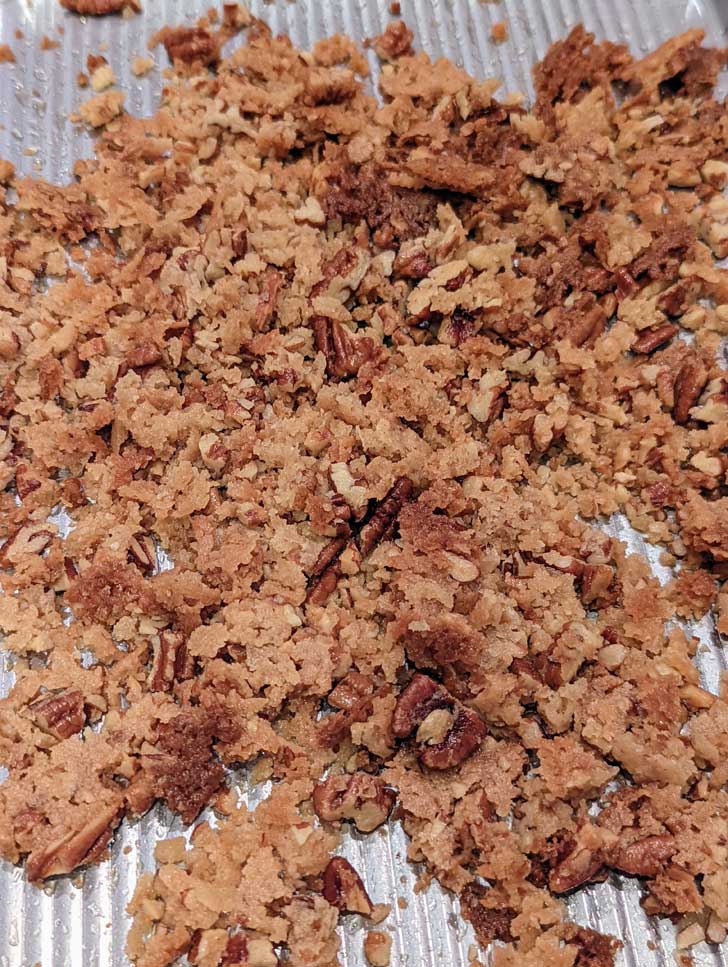 Cookie Crunch made with pecans, butter and flour.