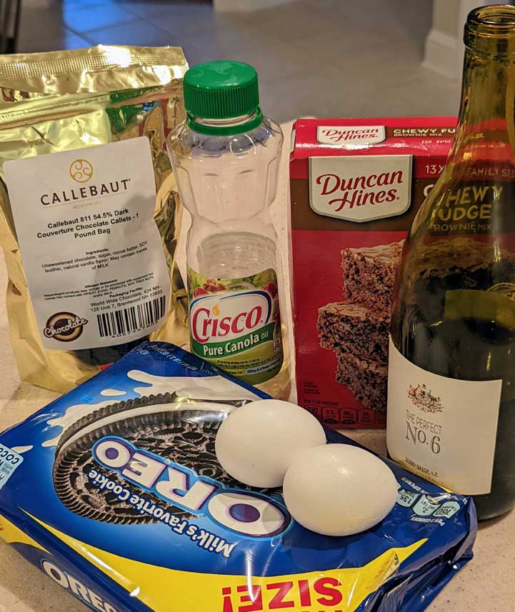 Red Wine Cookie Brownies with Oreos