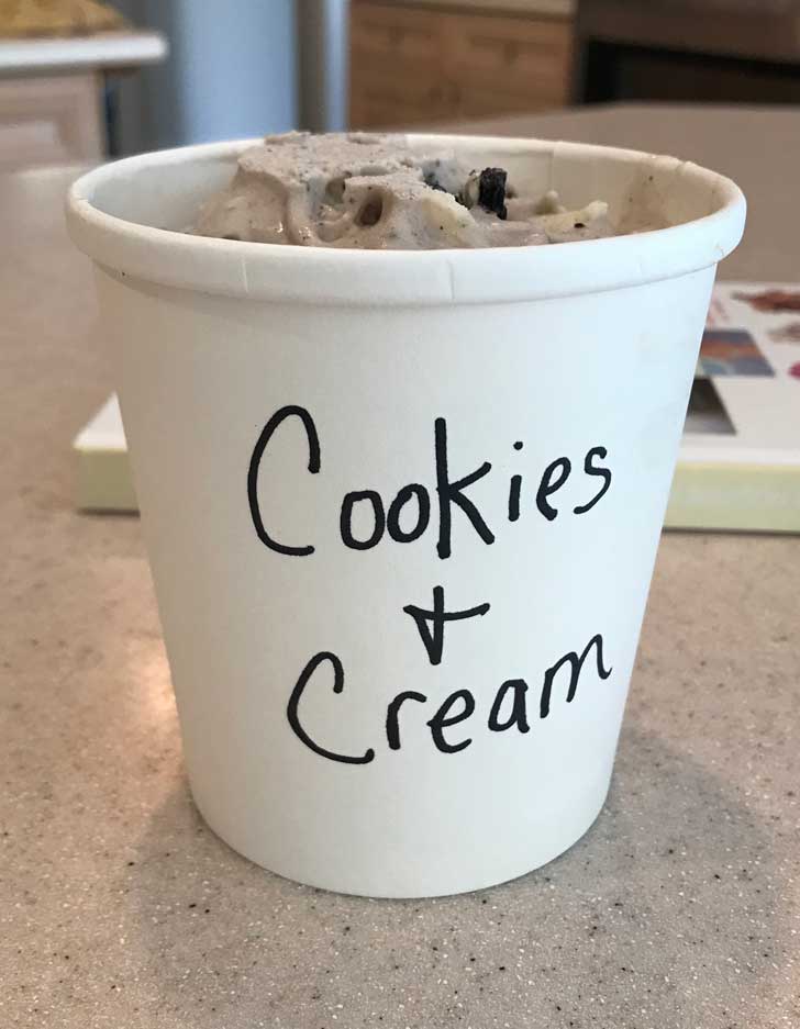 Oreo Cheesecake Ice Cream aka Cookies & Cream made with the Jeni's ice cream recipe base.