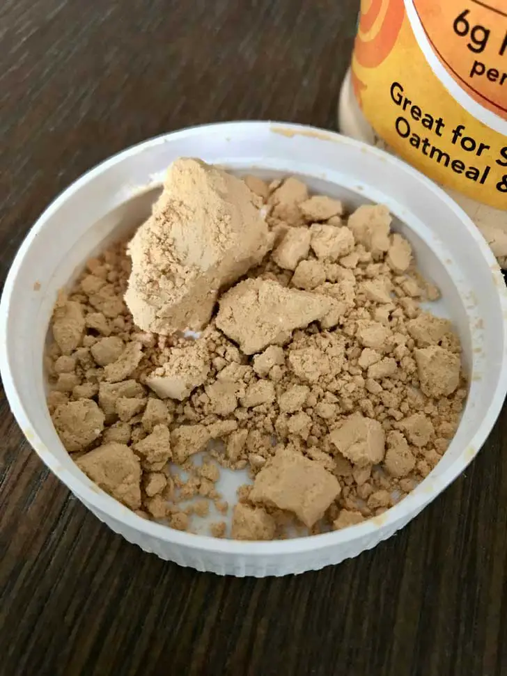 Powdered peanut butter with peanuts, sugar and salt.  