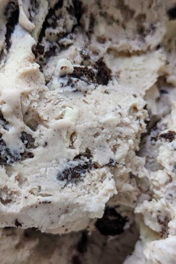 Oreo Cheesecake Ice Cream made from the Jeni's ice cream base recipe.