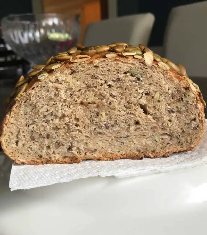 Picture of Martha Stewart's No-Knead Seed Bread sliced.