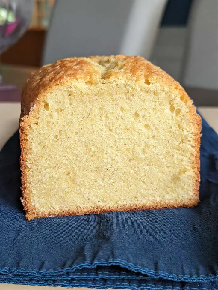 Food Processor Pound Cake baked in a Pullman pan.