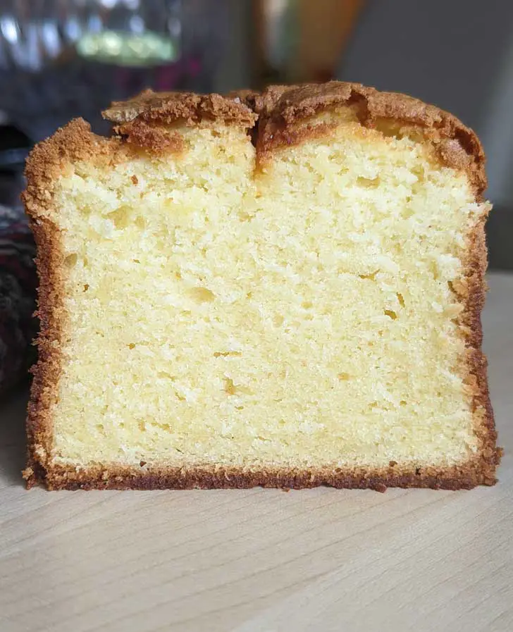 Elvis Presley's Favorite Pound Cake made with gluten-free flour and baked in a Pullman loaf pan.