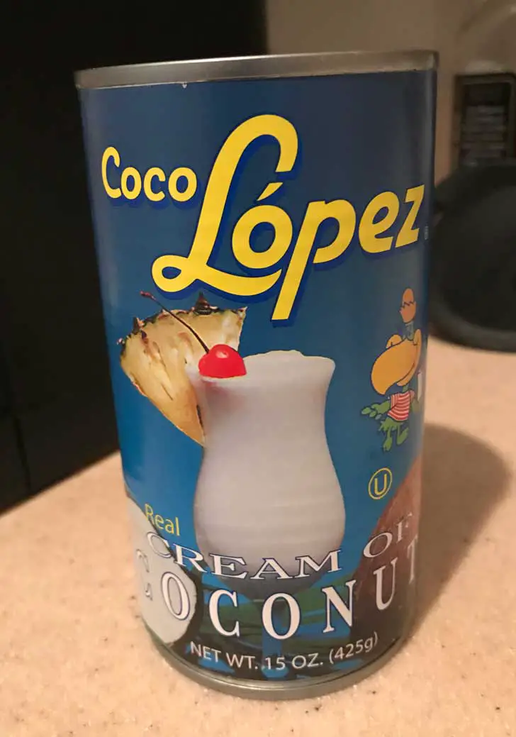 Coco Lopez brand cream of coconut for a coconut sheet cake