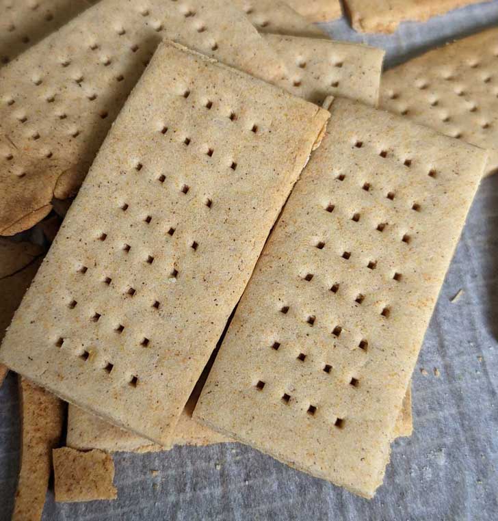 Gluten-Free Graham Crackers on a baking sheet.