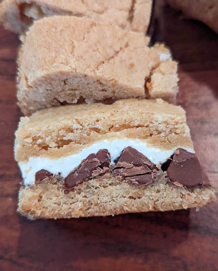 S'mores Bars made with gluten-free flour and graham crackers.