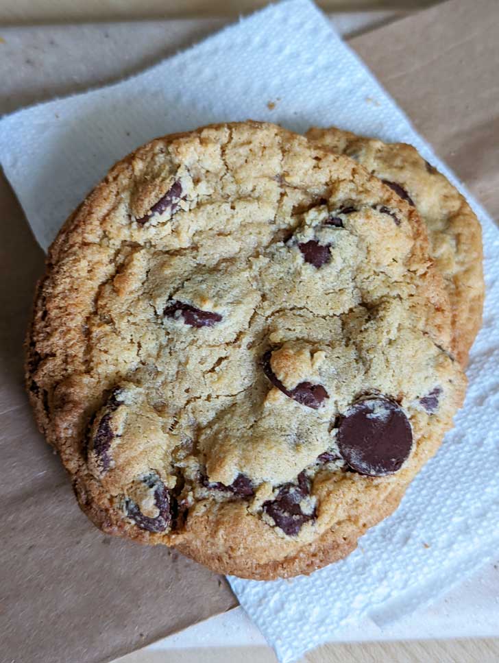 Gluten-Free Chocolate Chip Cookies made with Cup4Cup blend.