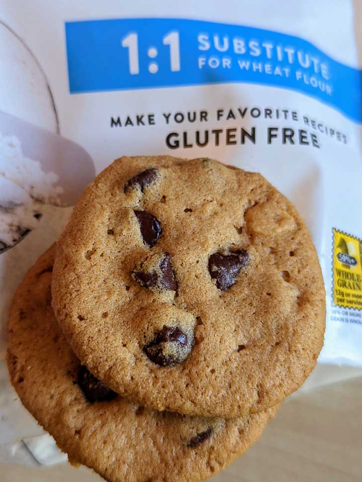 Crispy gluten-free peanut butter cookies made with King Arthur Measure for Measure.