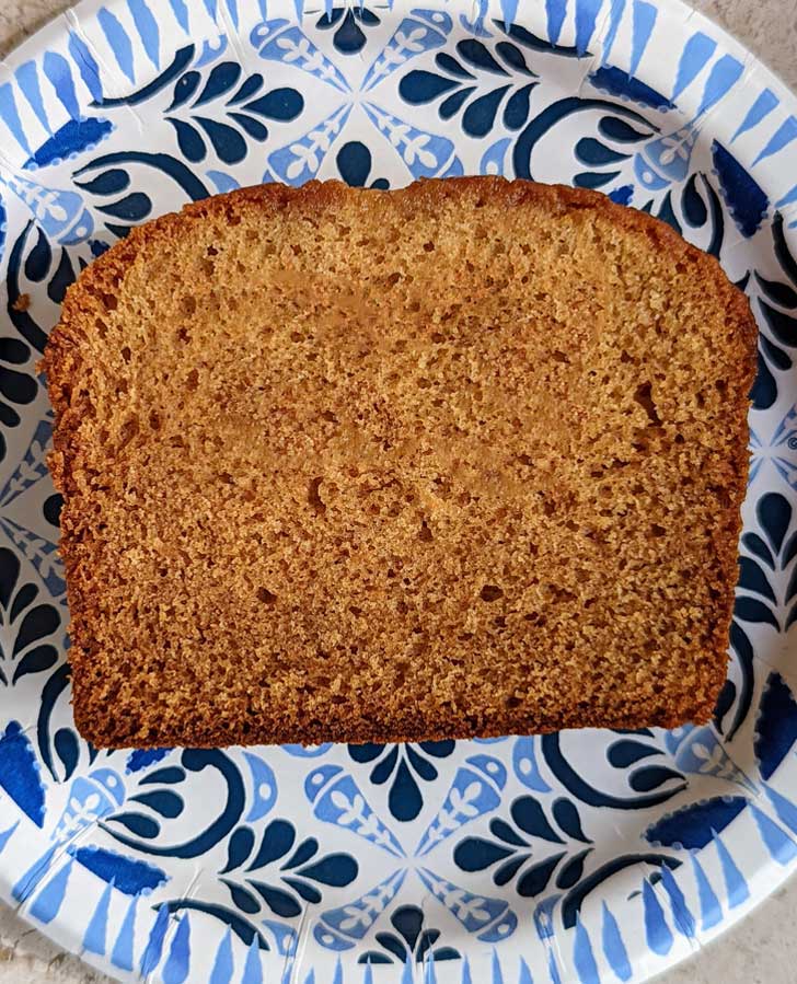 Slice of Honey Cake made with brewed ginger tea.