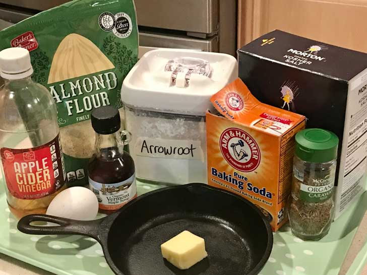 Ingredients lined up for Almond Meal Irish Soda Bread