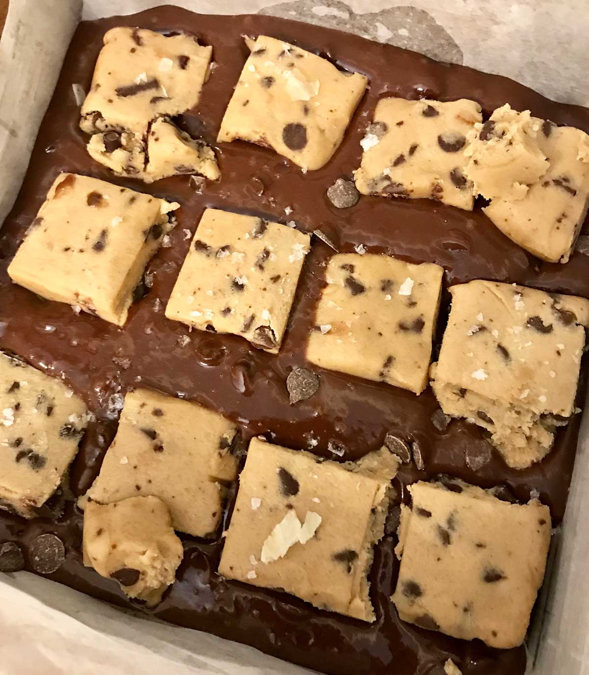 Brownies with cookie dough on top