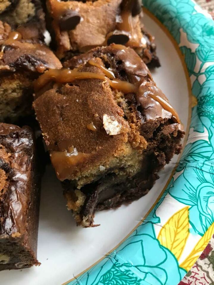 Salted 2 Way Brownies with Cookie Dough Cookie Madness