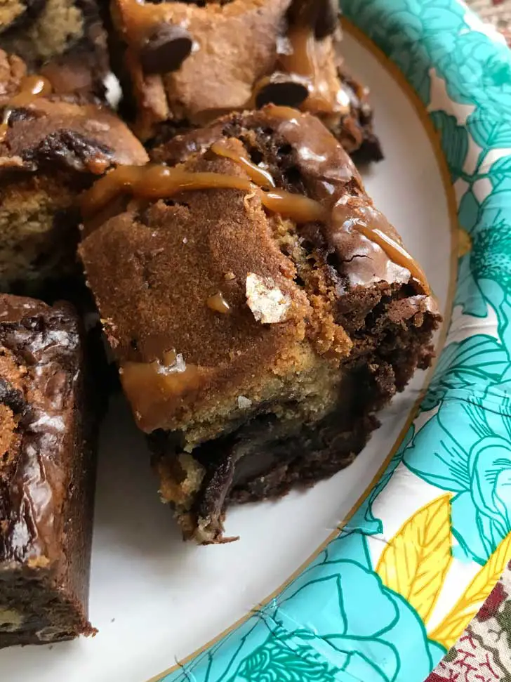 Salted 2 Way Brownies are brownies with cookie dough baked in.
