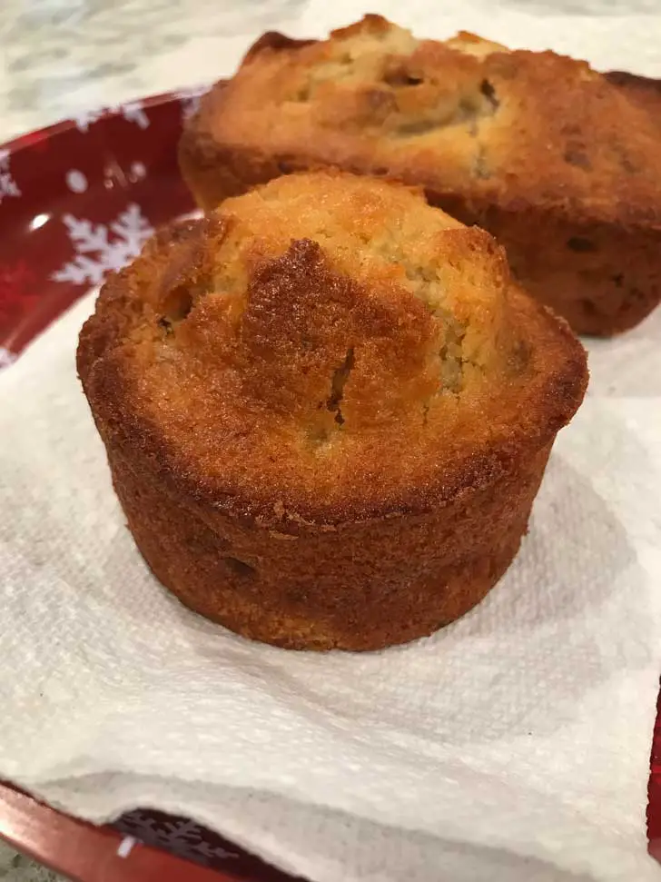Domed top banana muffin made with self-rising flour.