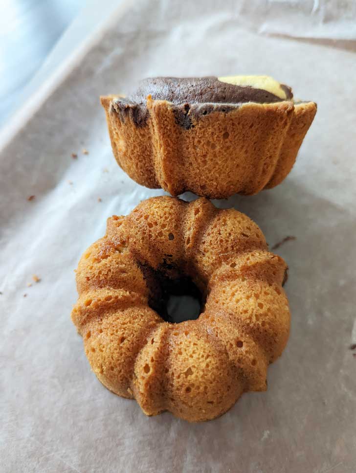 Loaf Pan Marble Pound Cake baked in a Bundlette pan