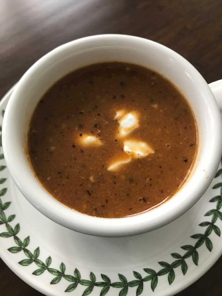 Maple Roasted Carrot Soup in a mug