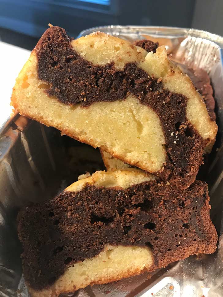 Marble Pound Cake with a sad streak