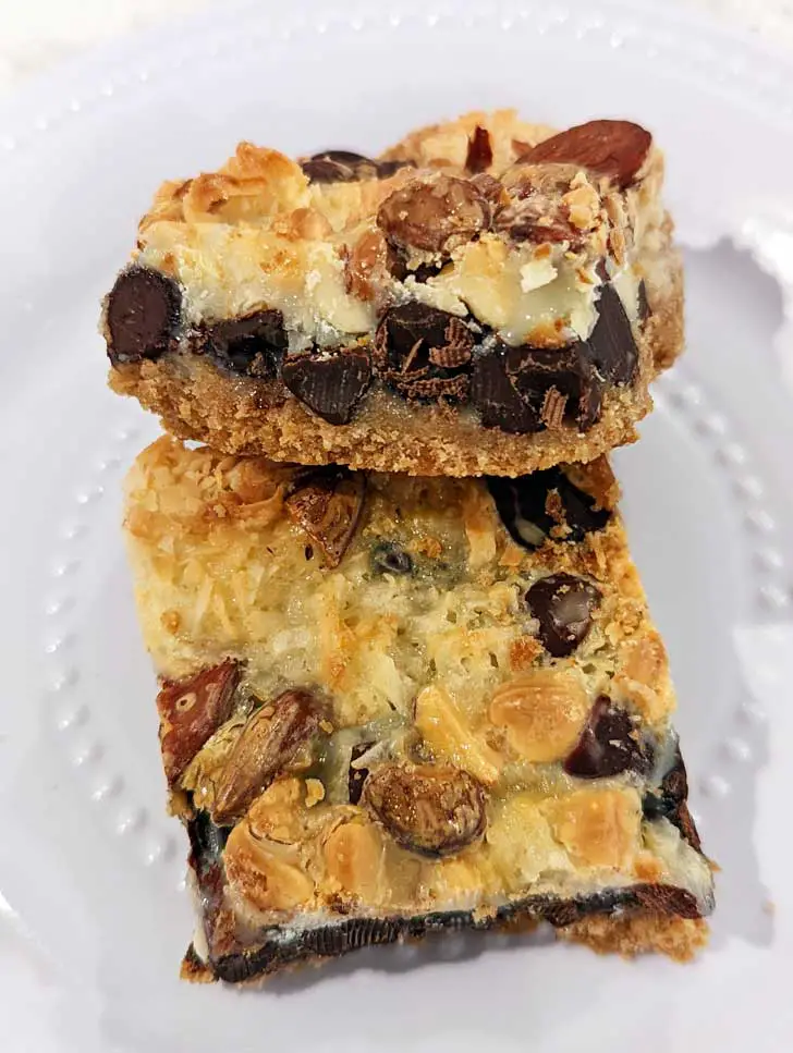 Magic Cookie Bars baked in a loaf pan.