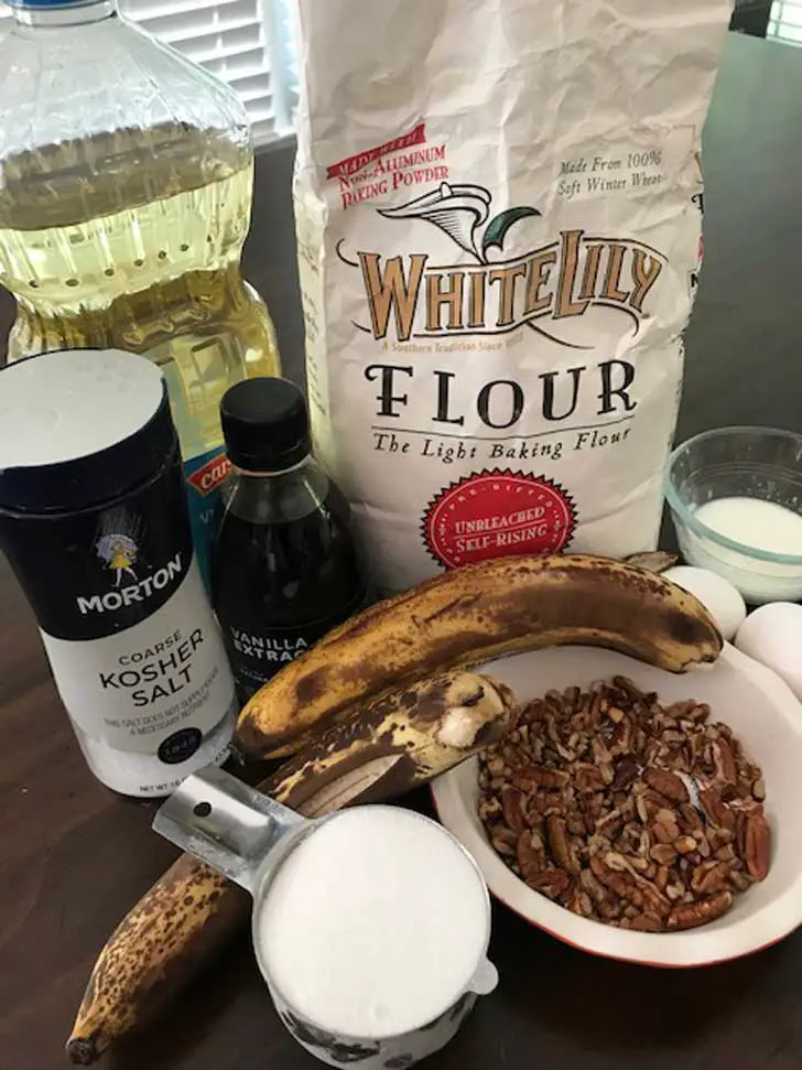 Ingredients for Self-Rising Flour Banana Bread