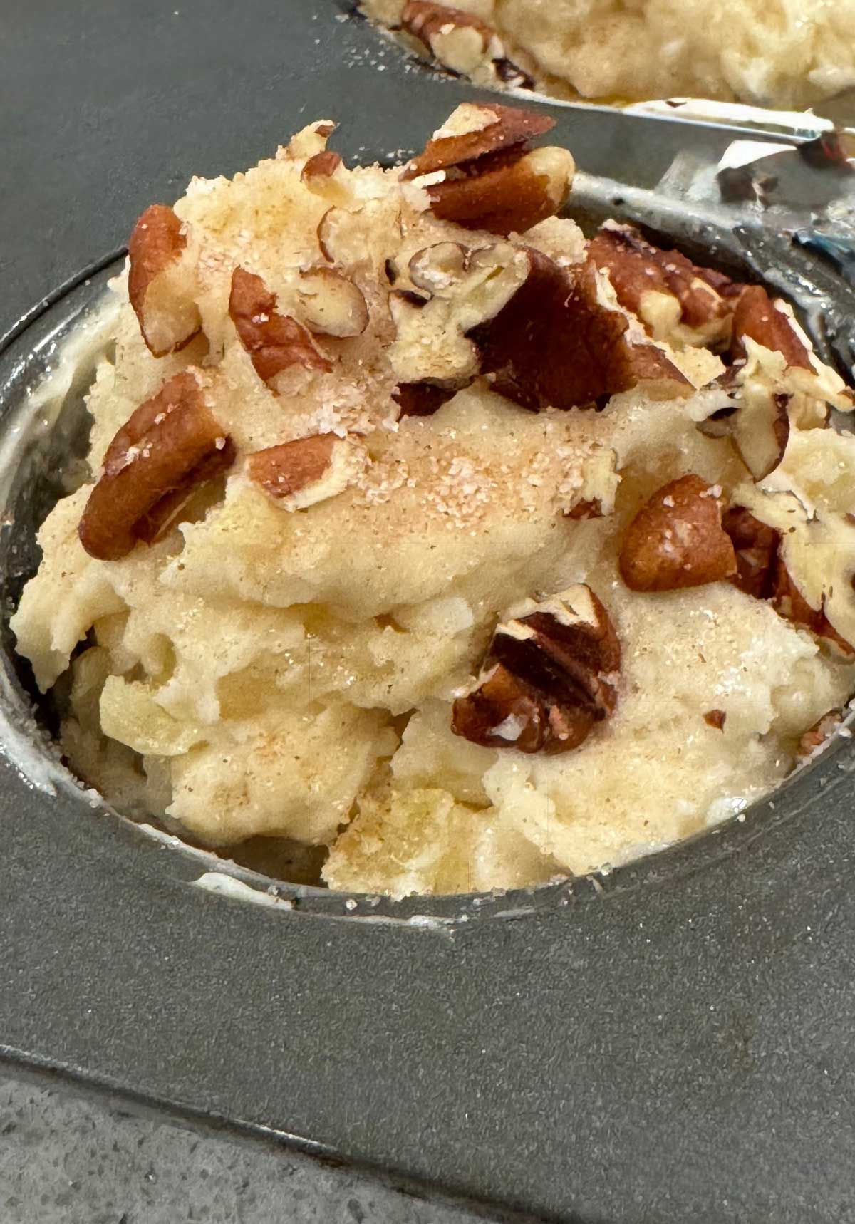 Thick pineapple muffin batter piled high