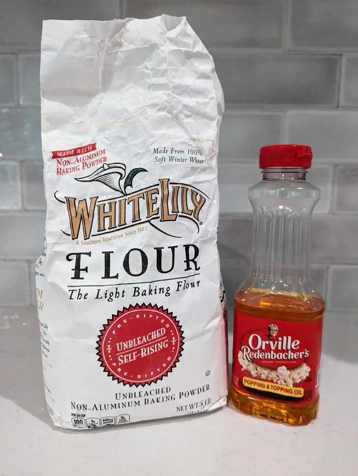 White Lily brand self-rising flour and Orville Redenbacher' Popping & Topping Oil