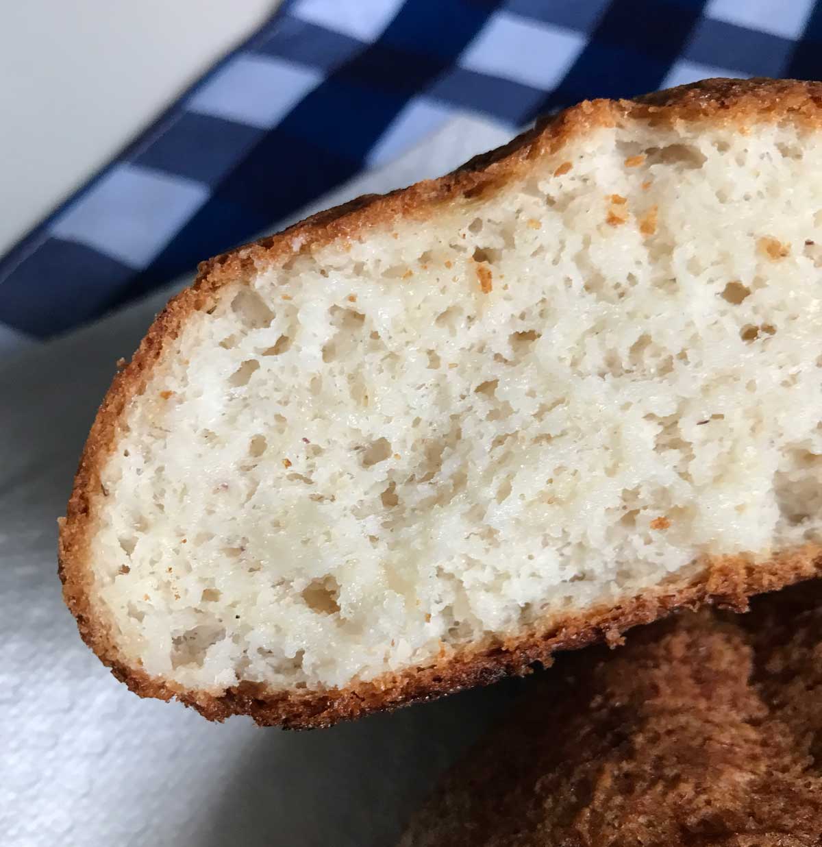 Texture of a gluten-free Dutch Oven Bread boule