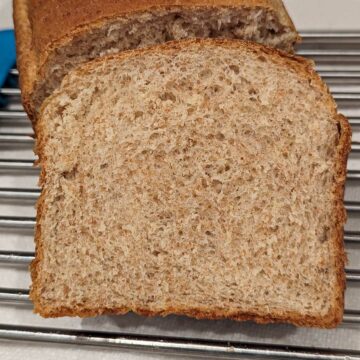 Buttermilk wheat bread slice.