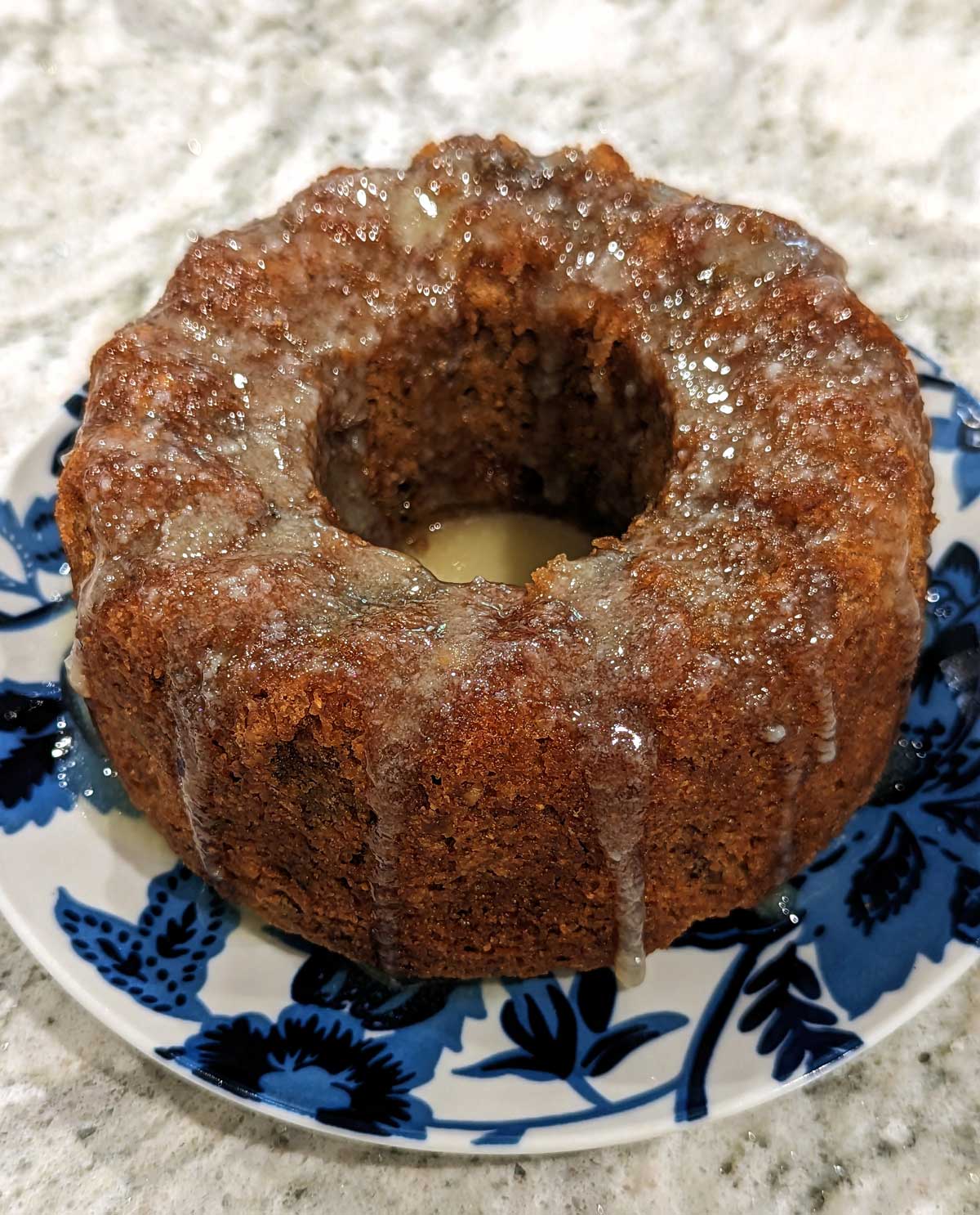 Fig Preserves Cake with Buttermilk Glaze is a Bundt cake with fig preserves in the batter.