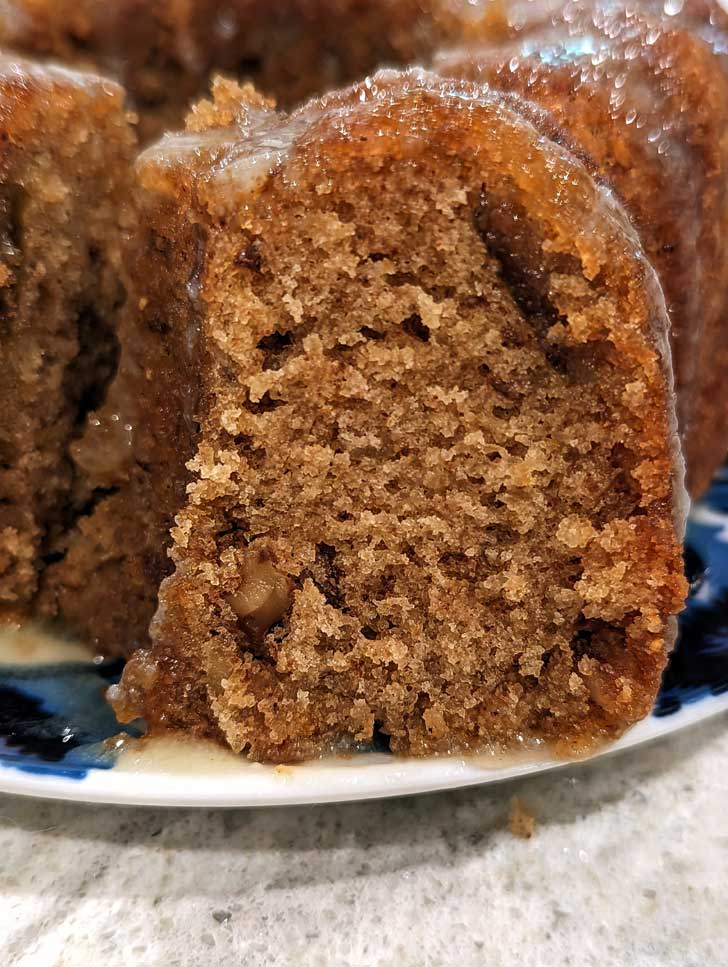 Fig Preserves Cake with Buttermilk Glaze Cut