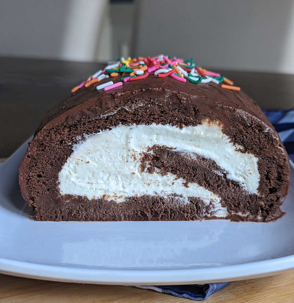 Chocolate Peppermint Ice Cream Cake Roll 