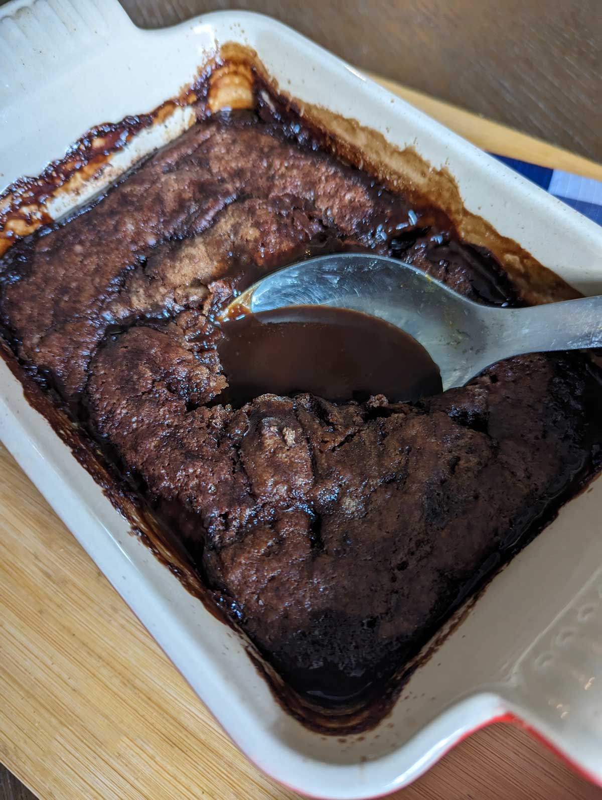 Half batch in a rectangular casserole dish