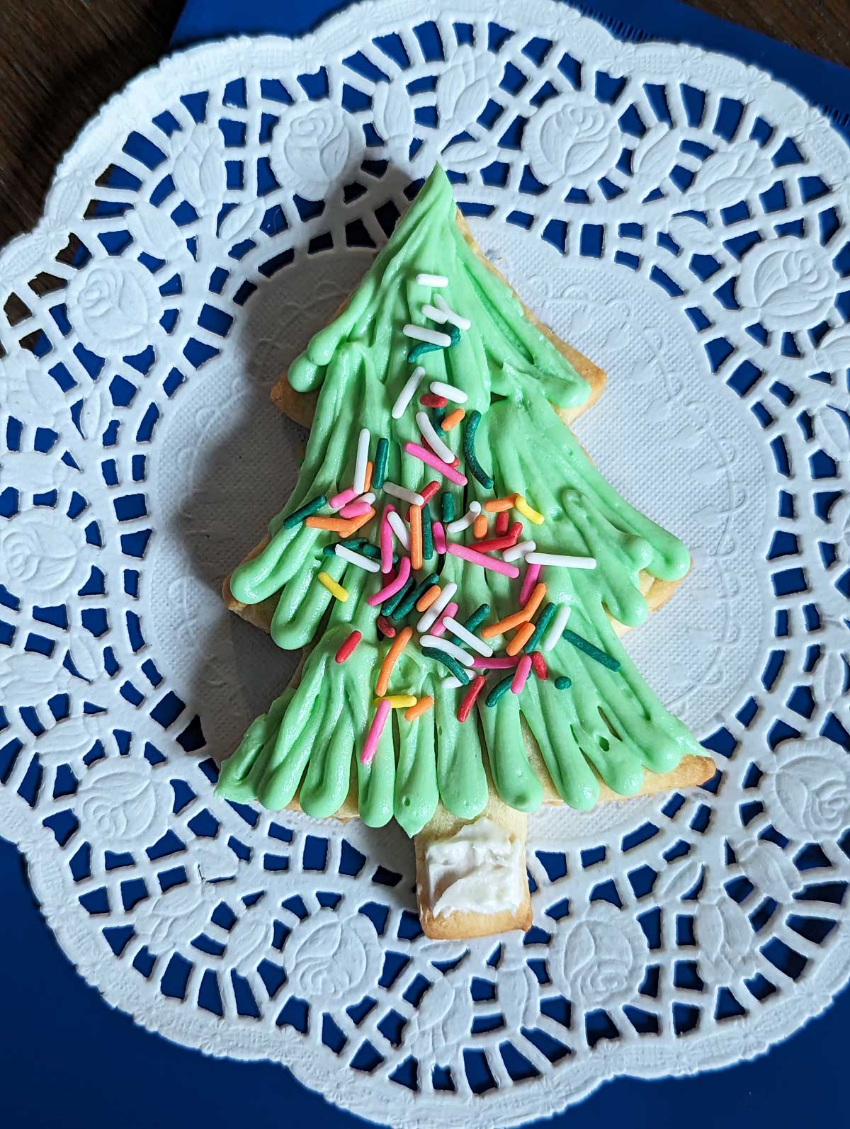 Decorated Cut-Out Christmas Tree Cookie