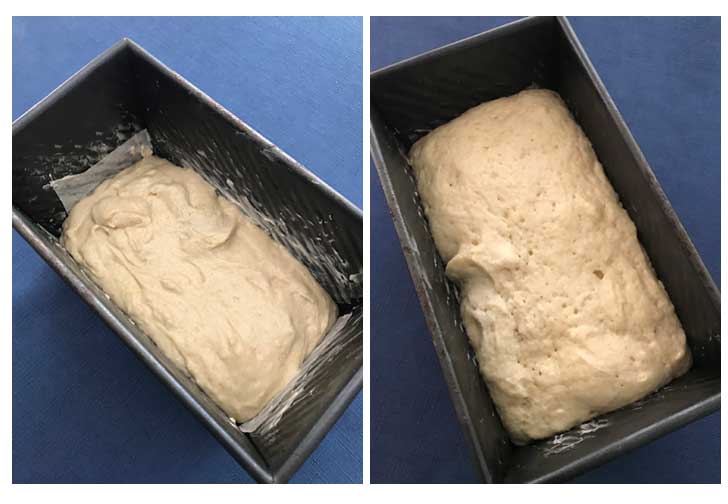 gluten-free bread dough before and after