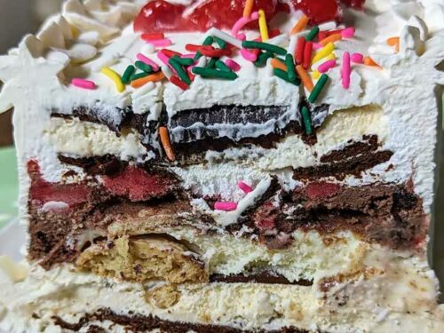 Atomic Banana Split Ice Cream Sandwich Cake