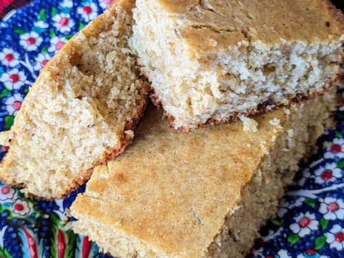 9-inch pan rye flour cornbread.