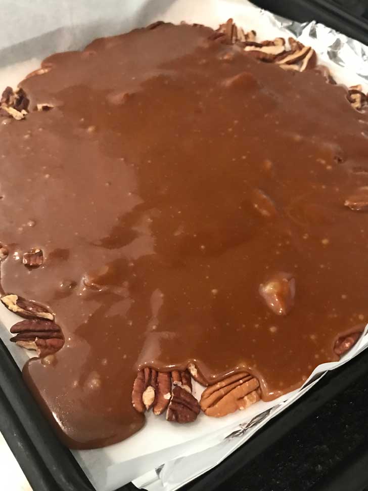 English Pecan Toffee candy with a layer of milk chocolate