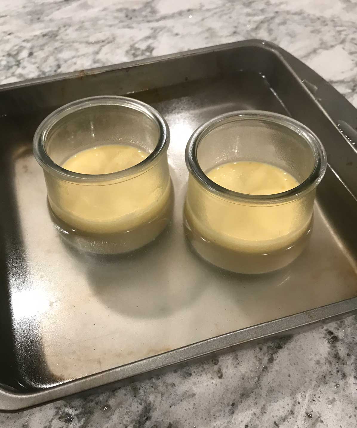 Creme Brulee for Two in Yoplait Oui jars.