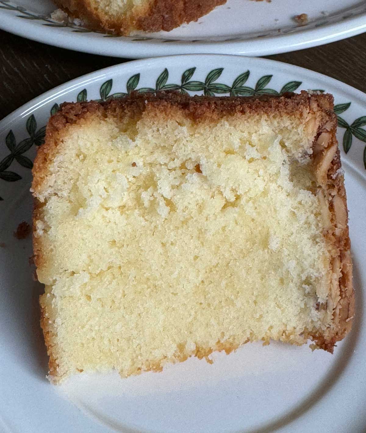 Cold Oven Almond Pound Cake with a soft pound cake crumb