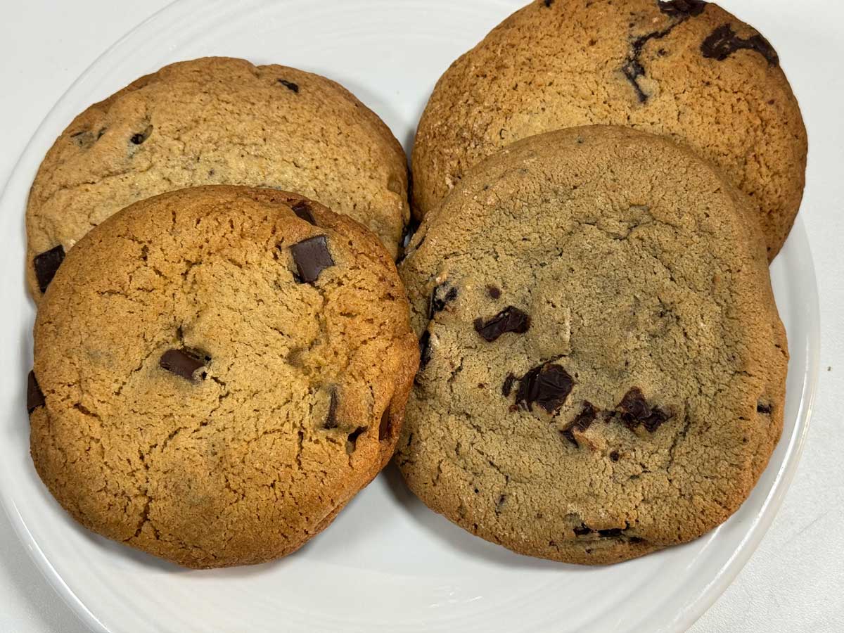 Costco Copycat Chocolate Chunk Cookies and a real Costco Food Court cookie.