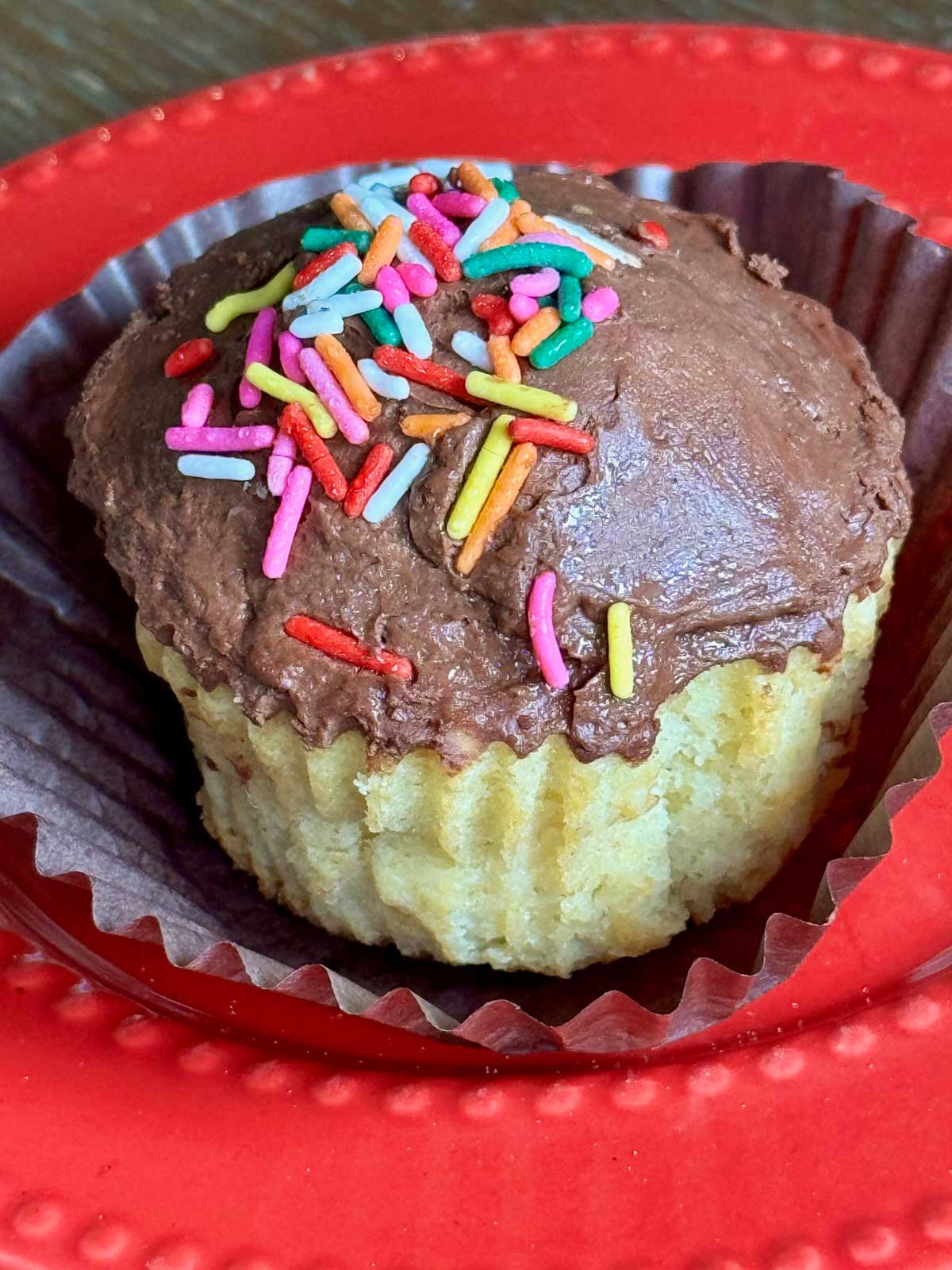 Easy Yellow Cupcakes with Whipped Chocolate Ganache