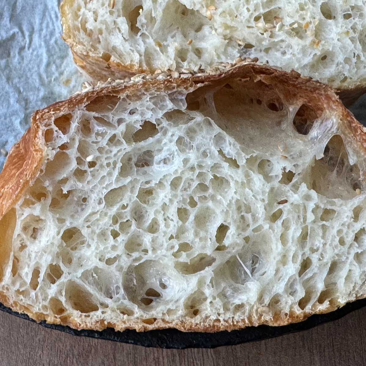 Fluffy Ciabatta made with the delayed salt method