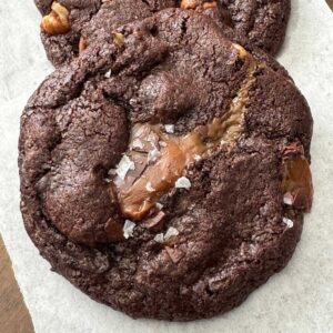 Chewy Chocolate Turtle Cookies recipe like the ones from Jewel and Kroger.